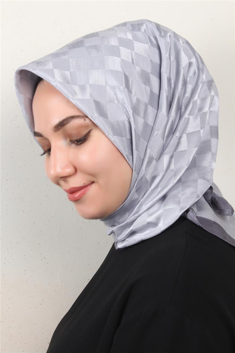 Fashion Monogram Eşarp 8090-15 Gümüş