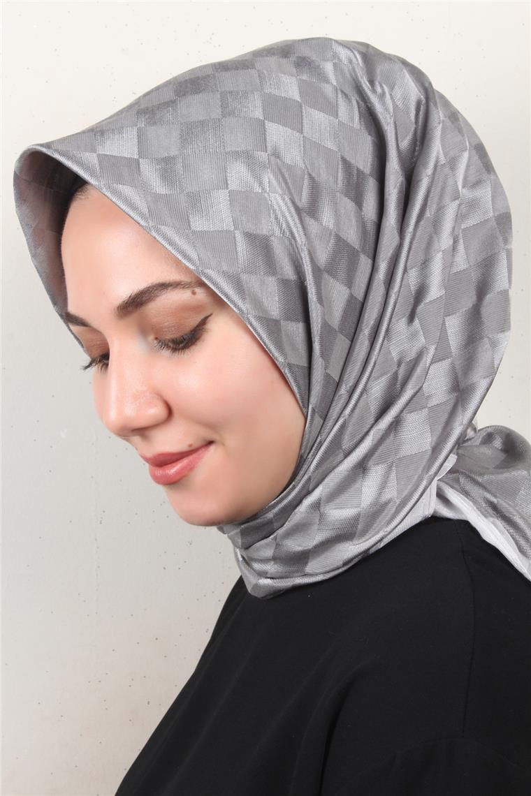 Fashion Monogram Eşarp 8090-17 Gri