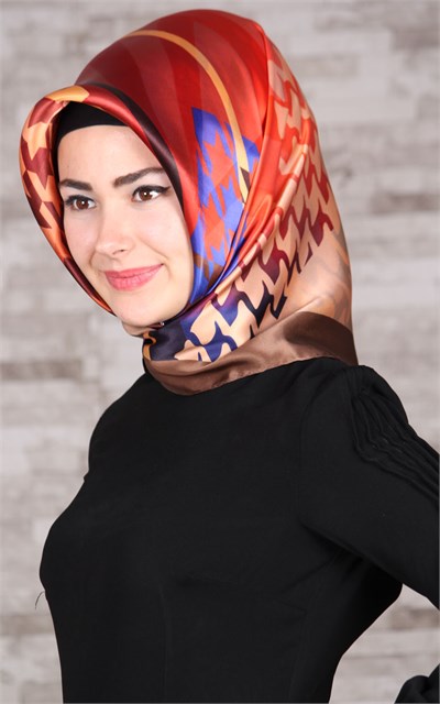 6435-04 ARMİNE İPEK EŞARP 2015 YAZ KAHVE