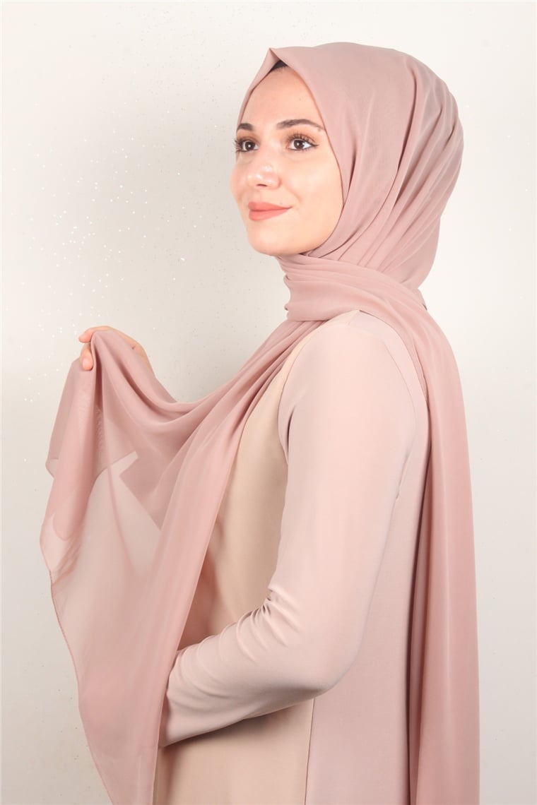 Fiesta Düz Krep Şal 2742-10 Koyu Pudra