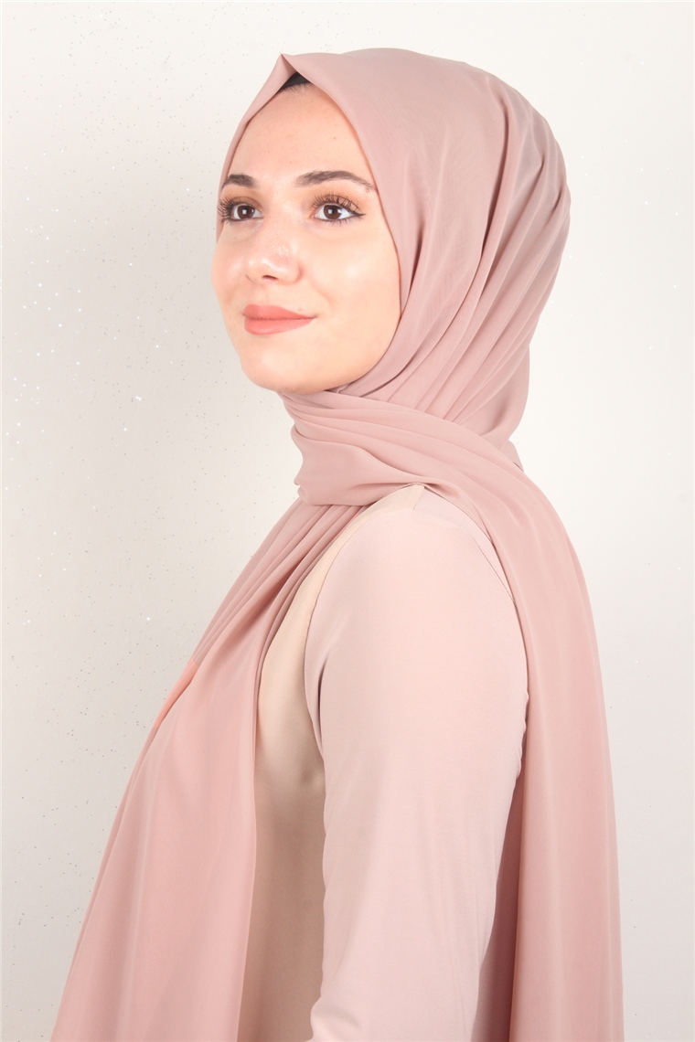 Fiesta Düz Krep Şal 2742-10 Koyu Pudra