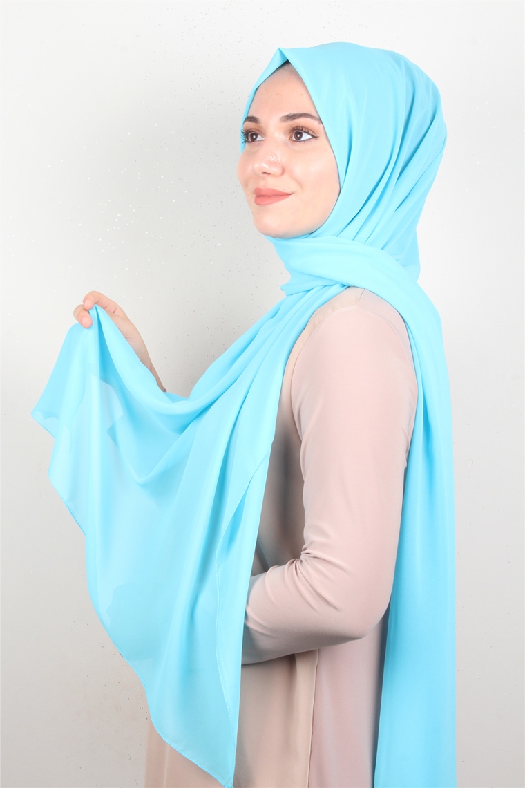 Fiesta Düz Krep Şal 2742-16 Su Mavisi