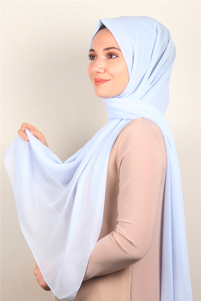 Fiesta Düz Krep Şal 2742-2 Bebe Mavisi