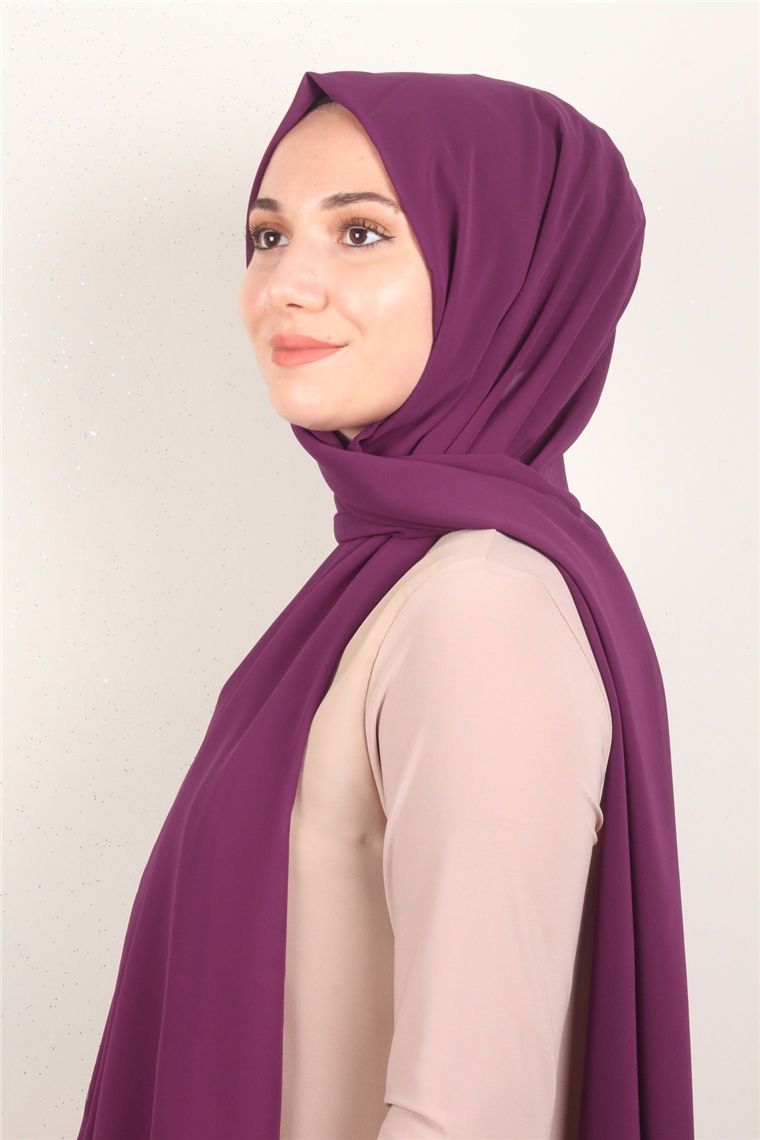 Fiesta Düz Krep Şal 2742-56 Mürdüm