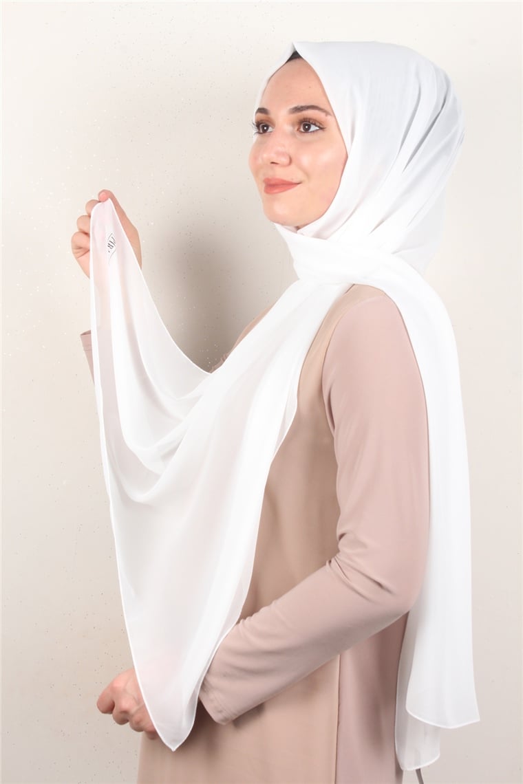 Fiesta Düz Krep Şal 2742-57 Beyaz