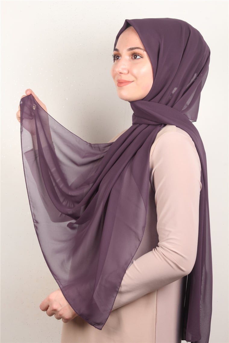 Fiesta Düz Krep Şal 2742-62 Koyu Mürdüm