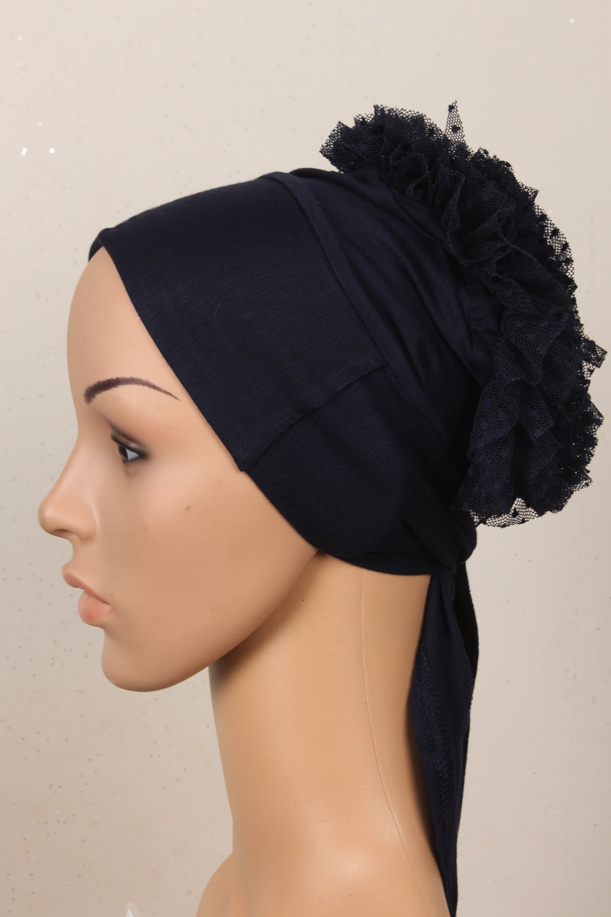 Fırfırlı Kaymaz Bone 2566-3 Lacivert