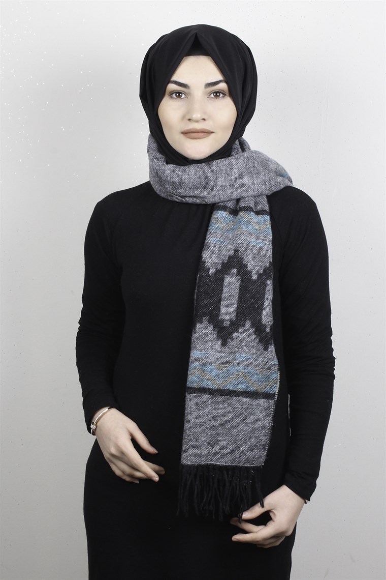 Geniş Omuz Şalı 5220-55 Gri