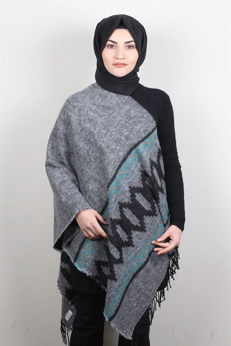 Geniş Omuz Şalı 5220-55 Gri