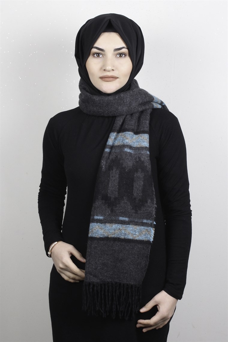 Geniş Omuz Şalı 5220-56 Antrasit