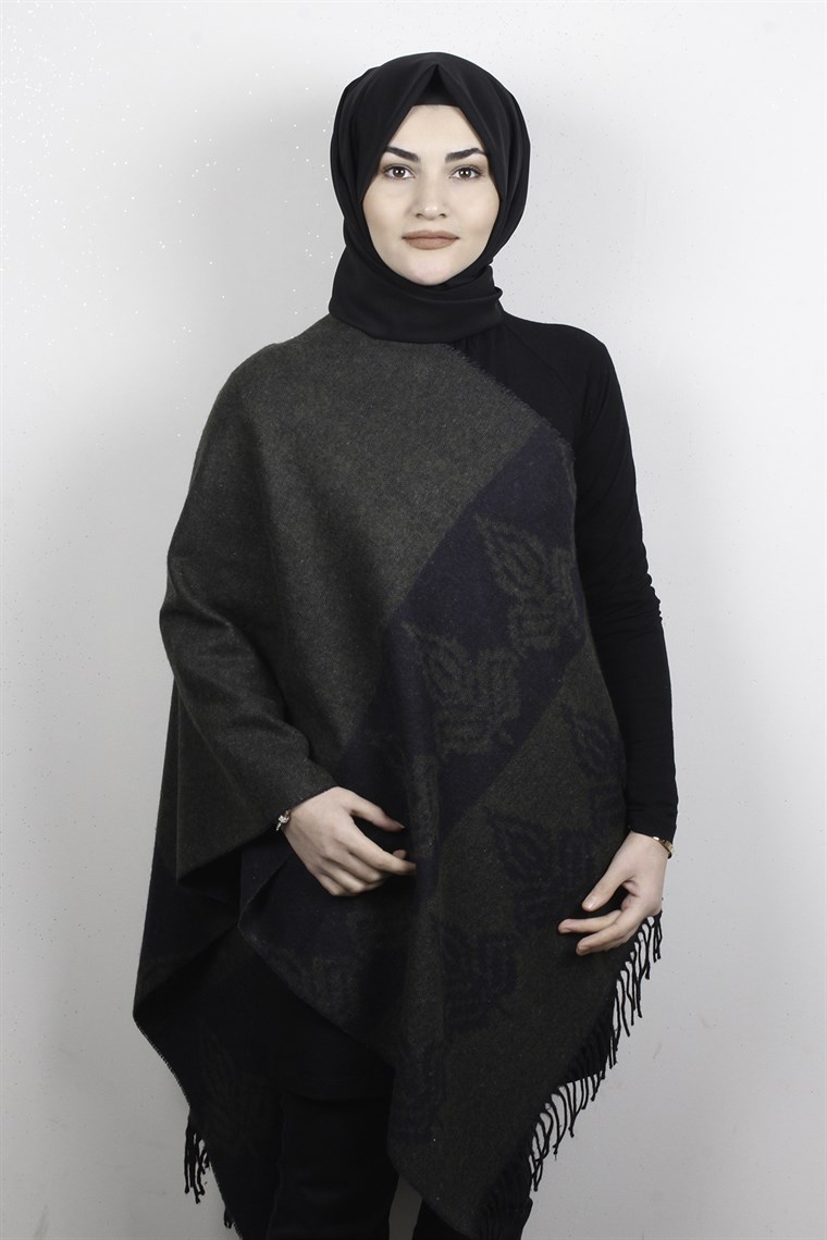 Geniş Omuz Şalı 5220-57 Haki