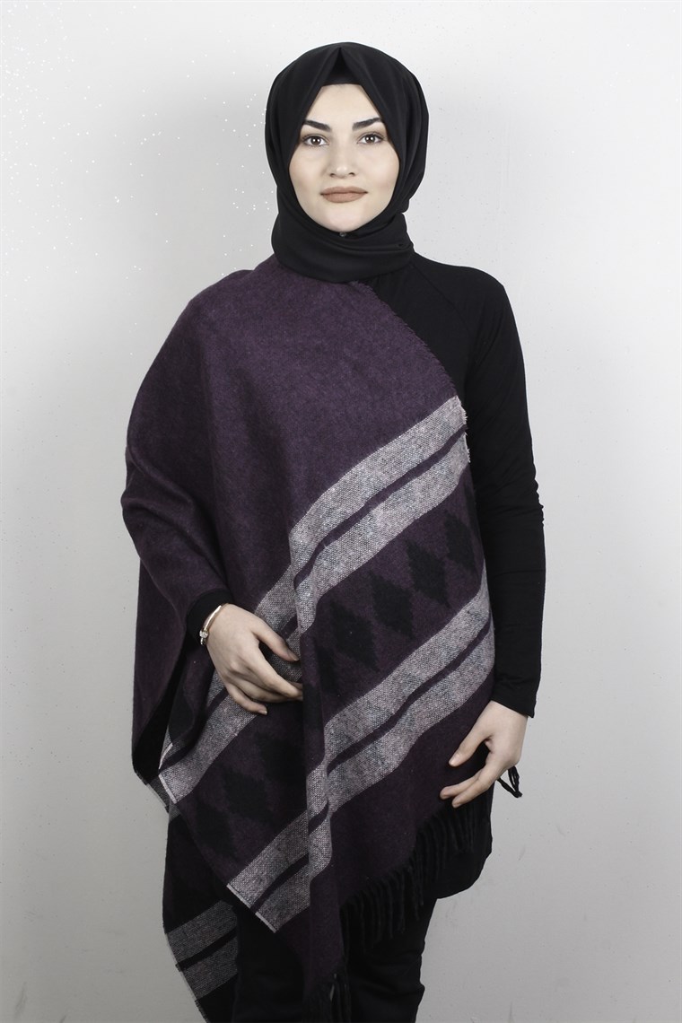 Geniş Omuz Şalı 5220-59 Mor