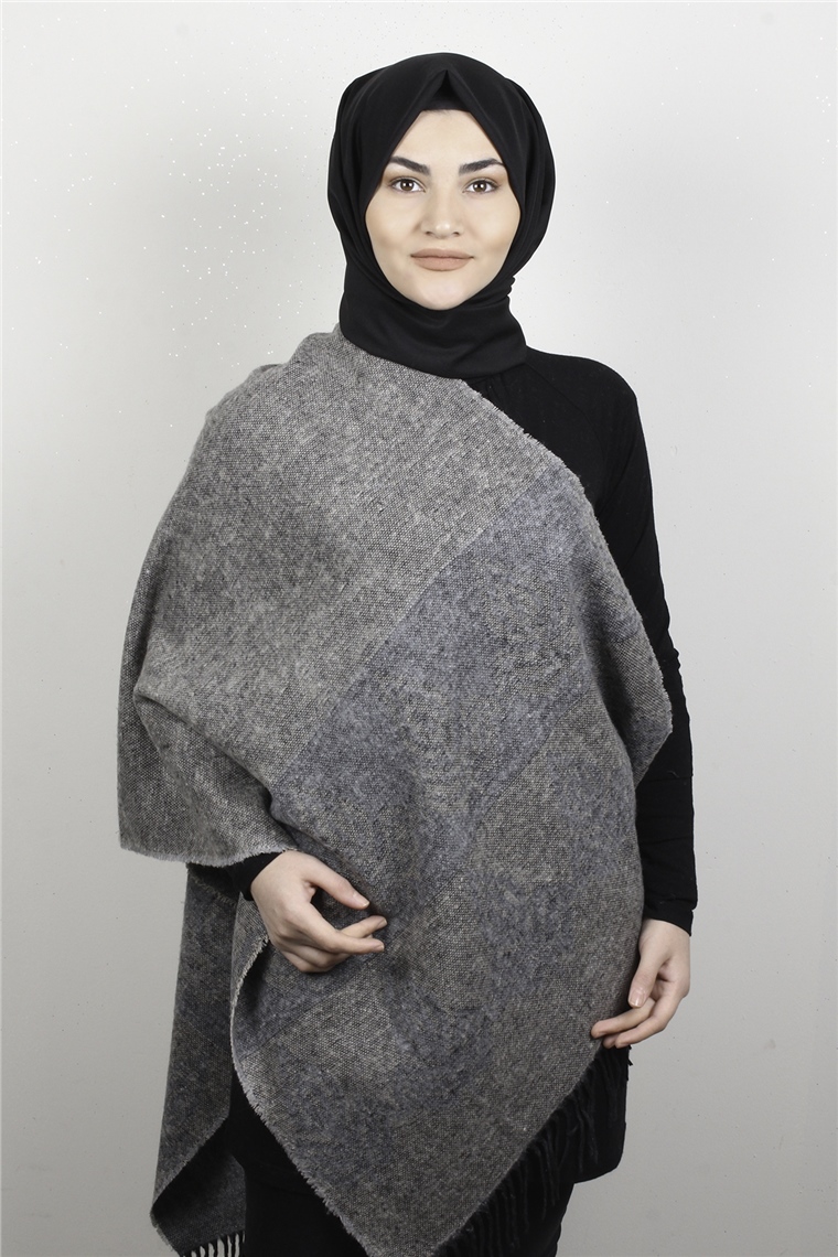 Geniş Omuz Şalı 5220-72 Gri