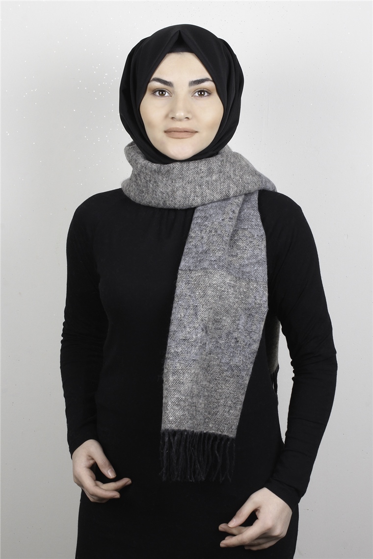 Geniş Omuz Şalı 5220-72 Gri