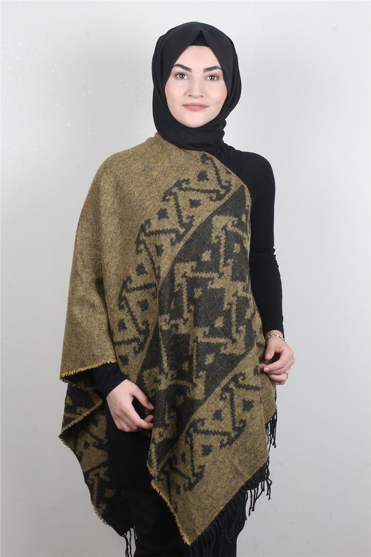 Geniş Omuz Şalı 5220-91 Sarı