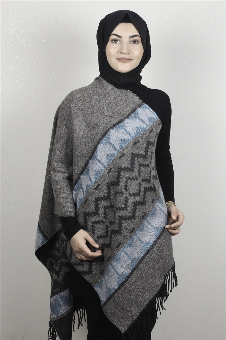 Geniş Omuz Şalı 5220-92 Duman