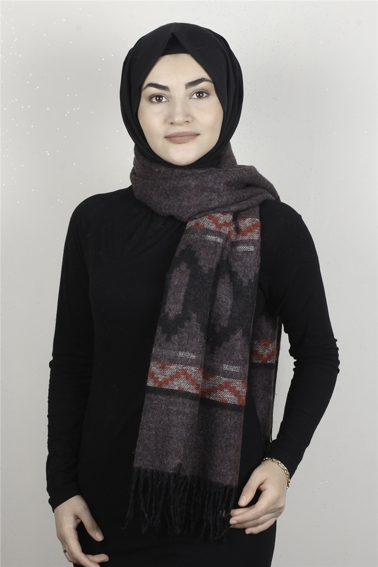 Geniş Omuz Şalı 5220-95 Gül Kurusu