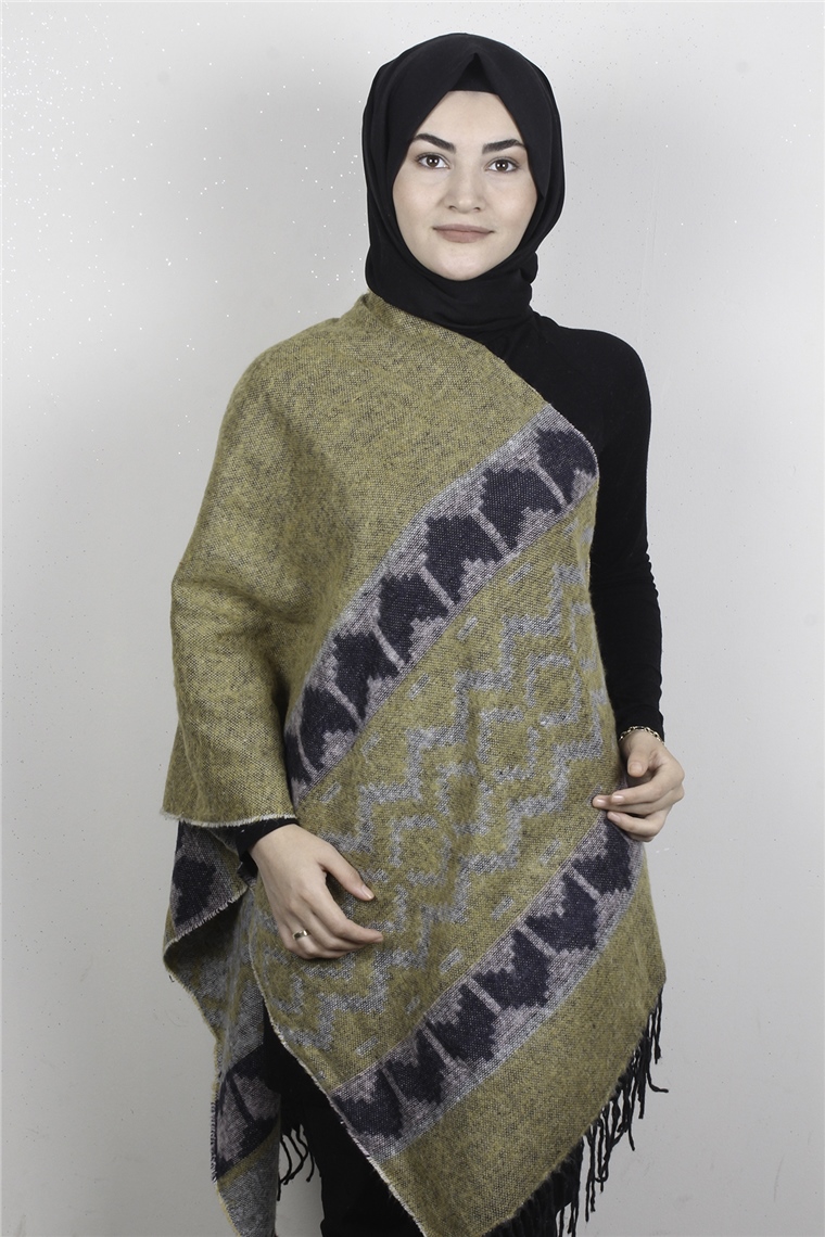 Geniş Omuz Şalı 5220-96 Sarı