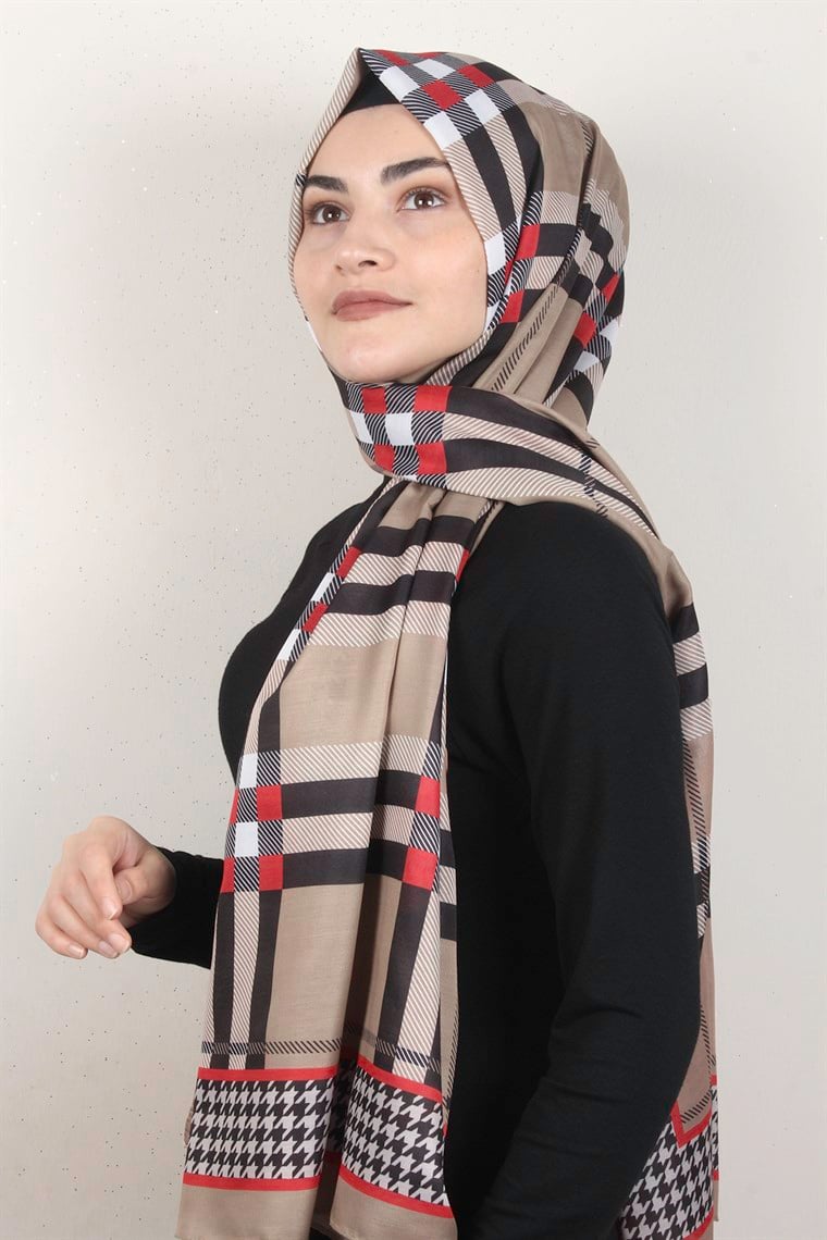 Gloria Soft Şal 2733-1 Ekose Kırmızı