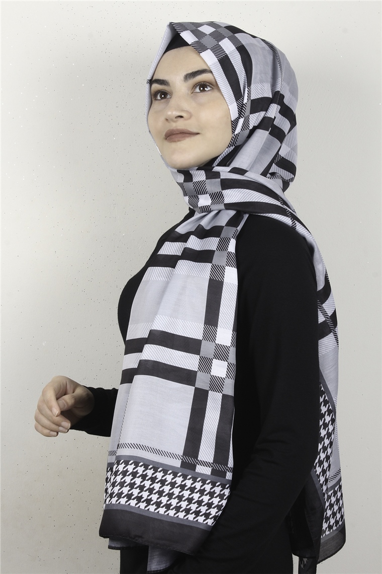 Gloria Soft Şal 2733-2 Ekose Siyah-Gri