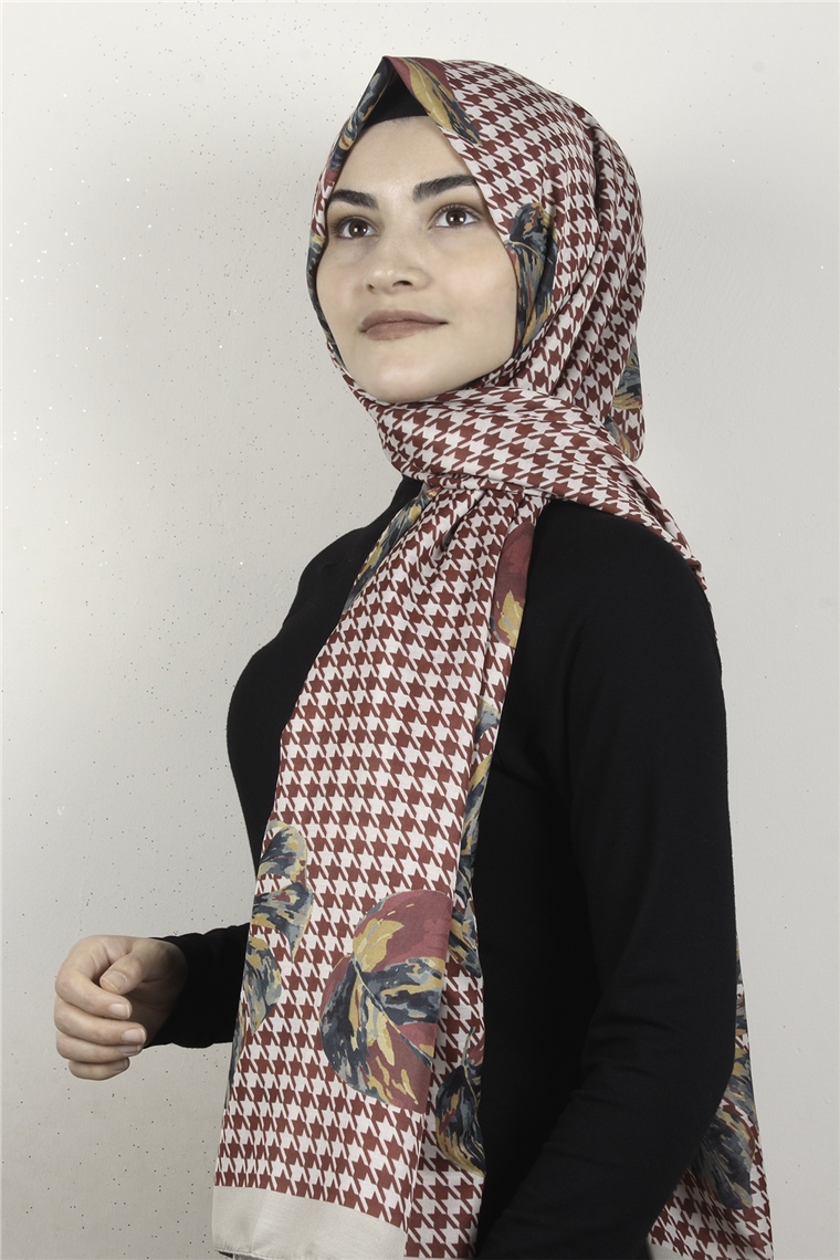 Gloria Soft Şal 2736-5 Kaz Ayağı Bordo
