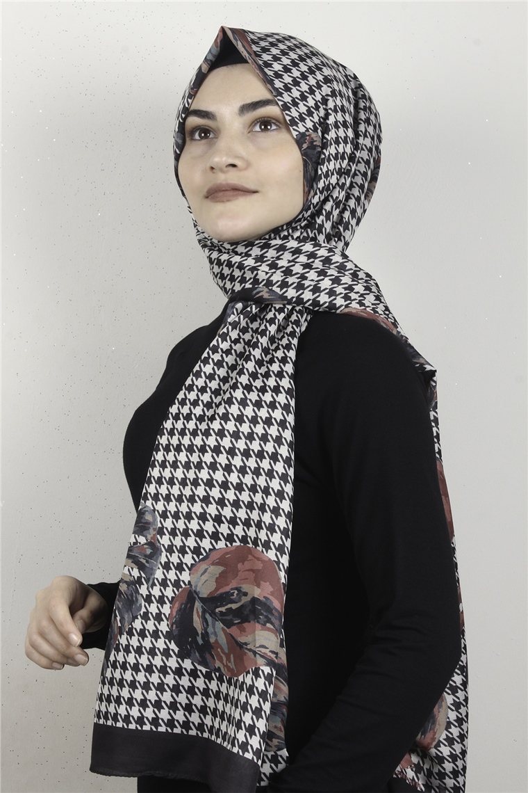 Gloria Soft Şal 2736-6 Kaz Ayağı Siyah