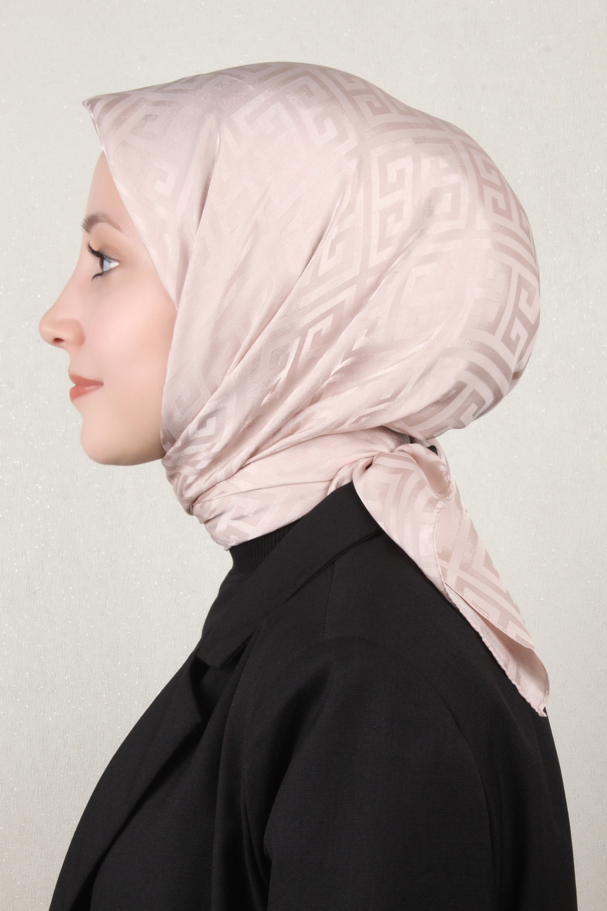 Golden Jakar Eşarp Grift Desen 4118-10 Açık Pudra