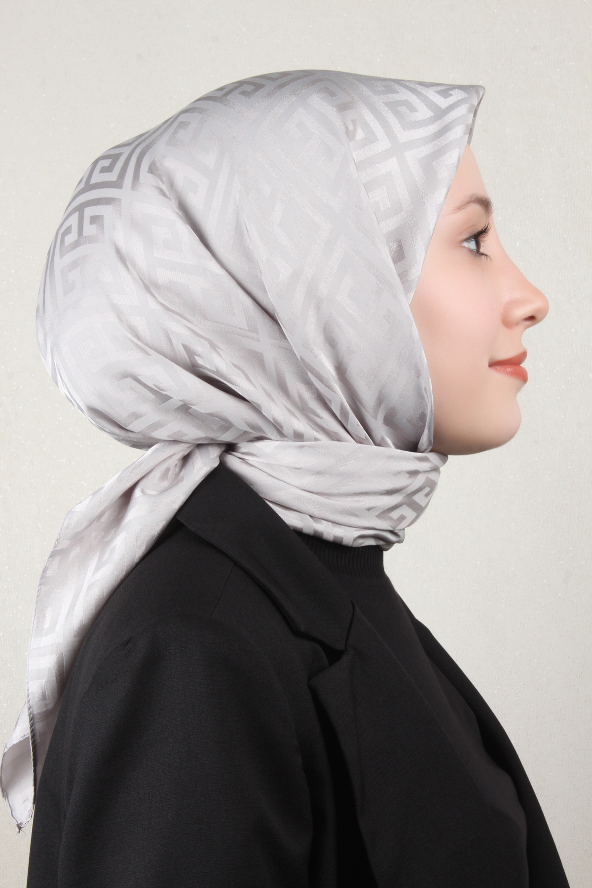 Golden Jakar Eşarp Grift Desen 4118-12 Gümüş