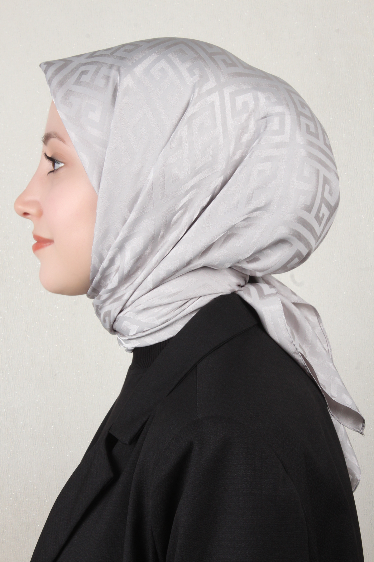 Golden Jakar Eşarp Grift Desen 4118-12 Gümüş