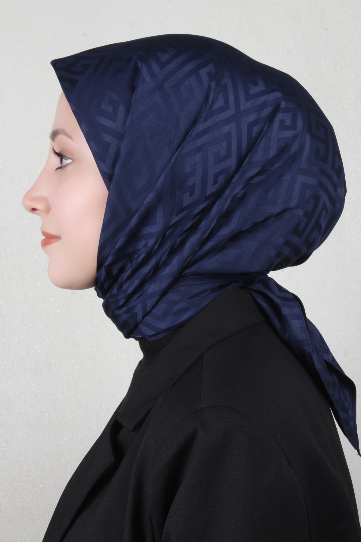 Golden Jakar Eşarp Grift Desen 4118-7 Lacivert