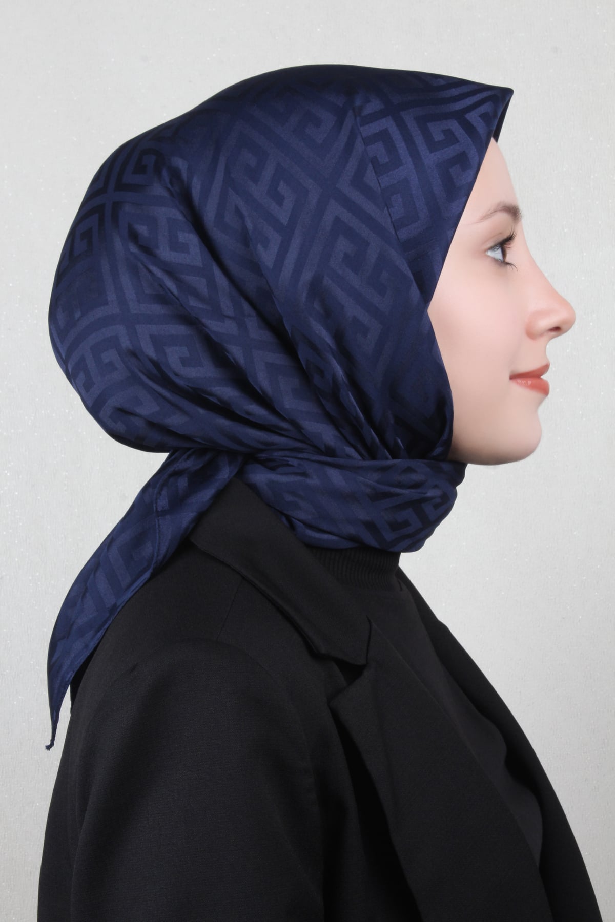 Golden Jakar Eşarp Grift Desen 4118-7 Lacivert