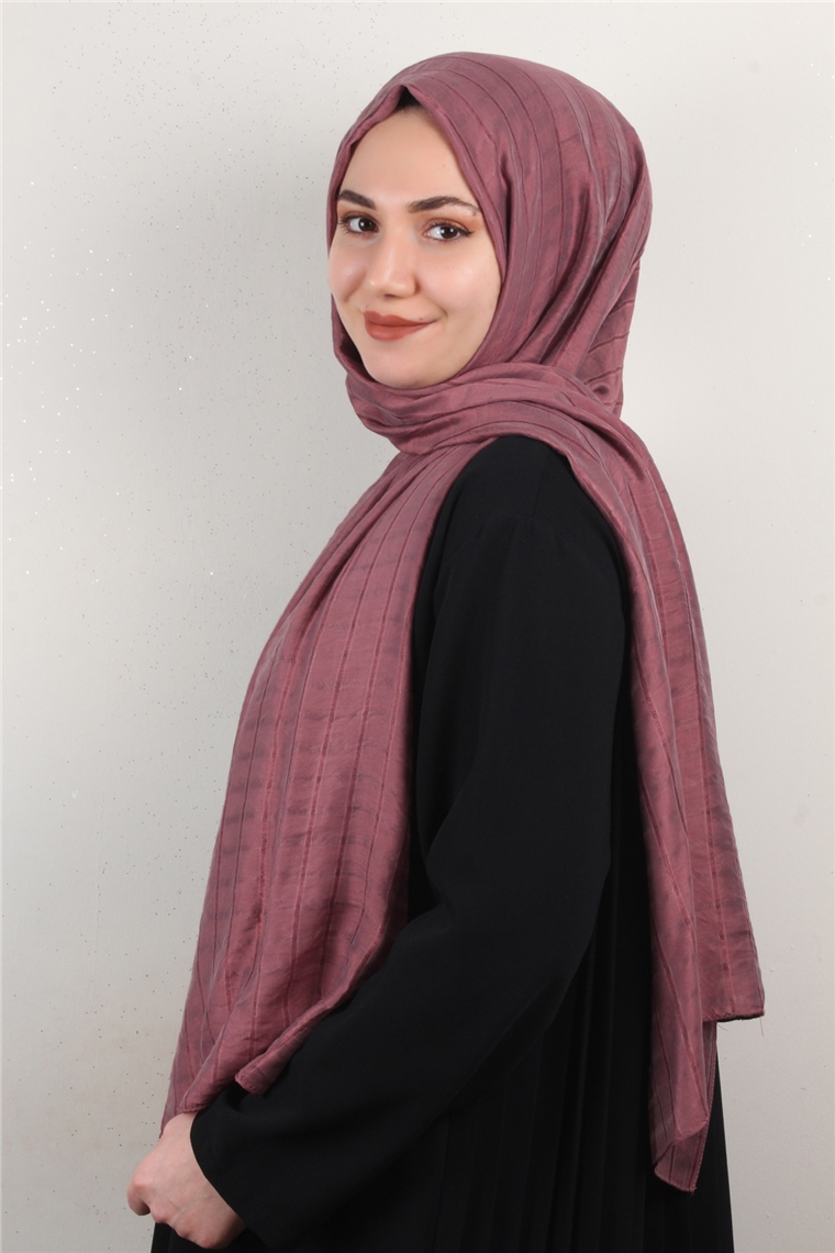 İnce Kareli Şal 2580-47 Gül Kurusu
