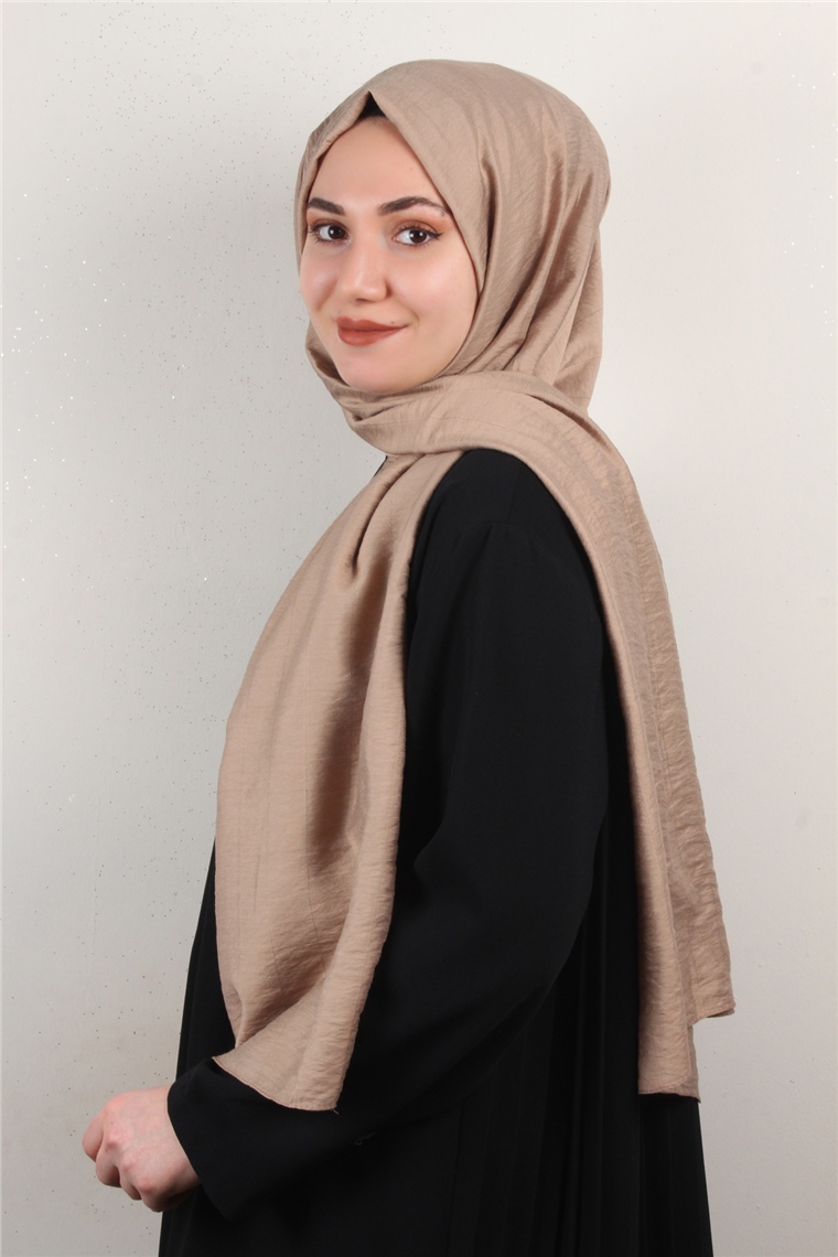 İnce Kareli Şal 2580-49 Sütlü Kahve