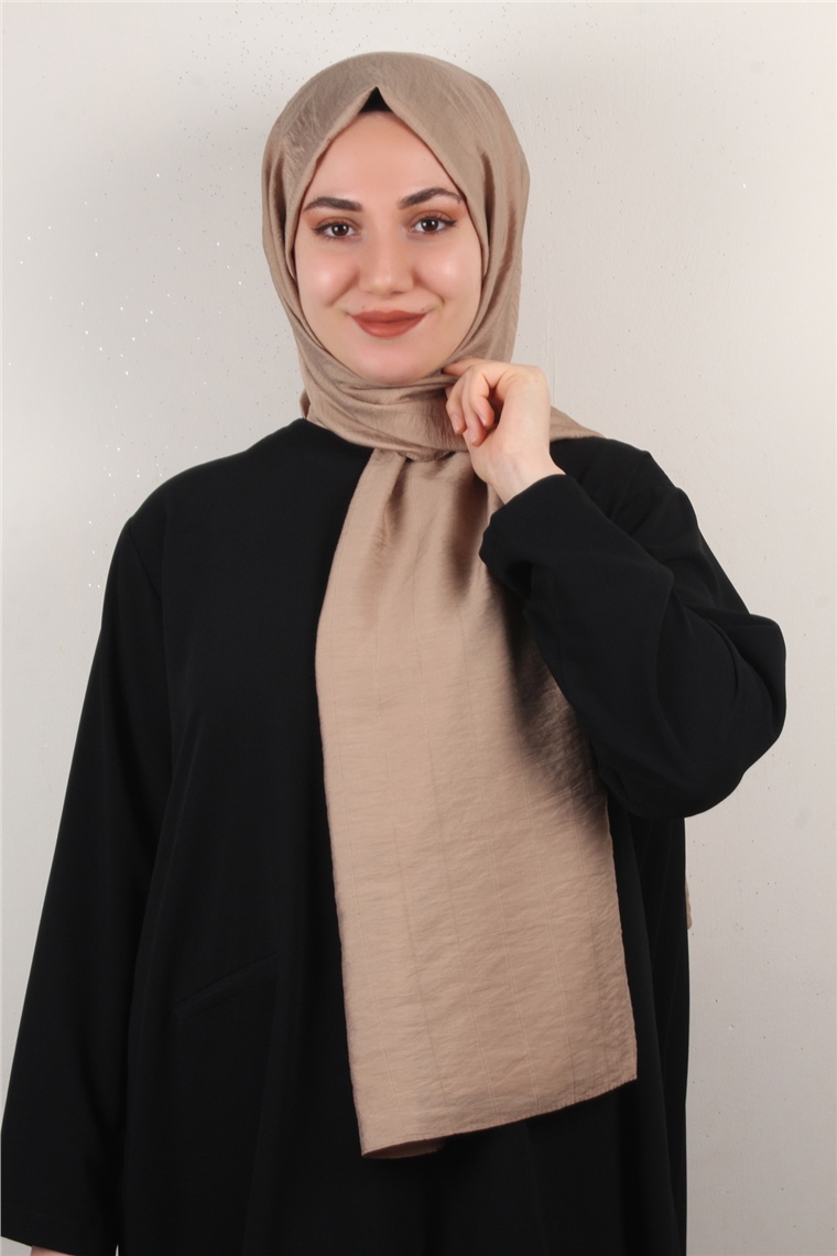 İnce Kareli Şal 2580-49 Sütlü Kahve
