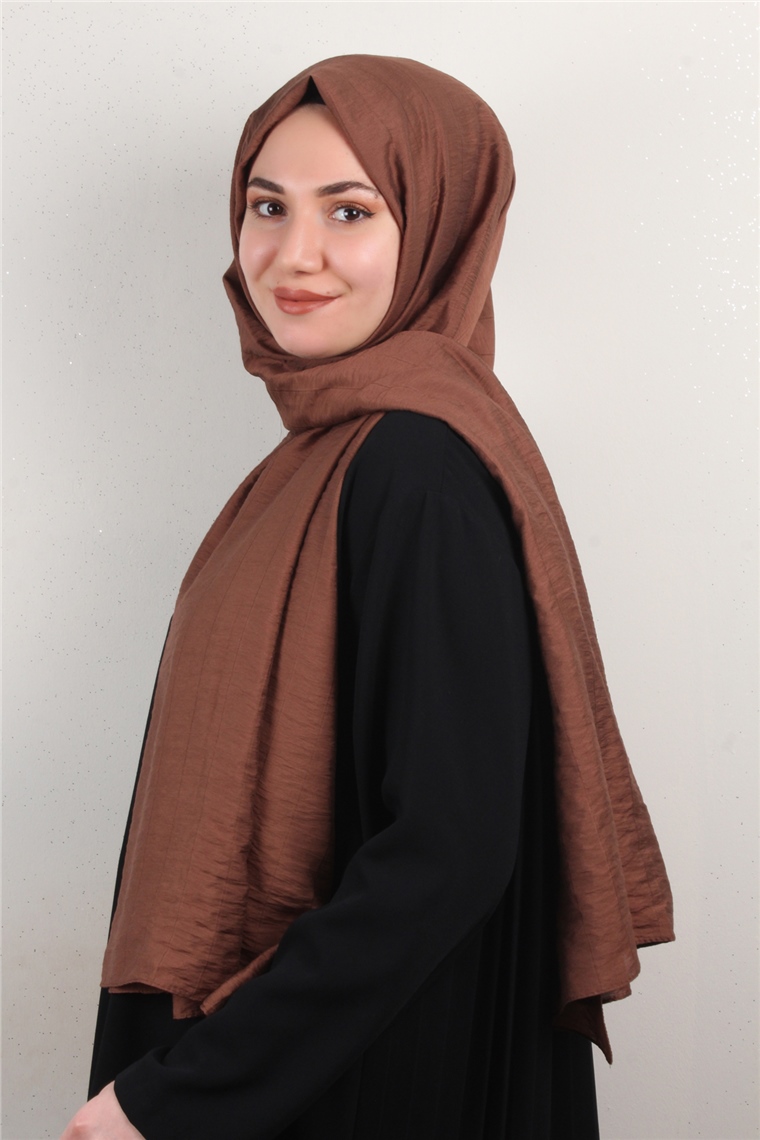 İnce Kareli Şal 2580-54 Kahverengi