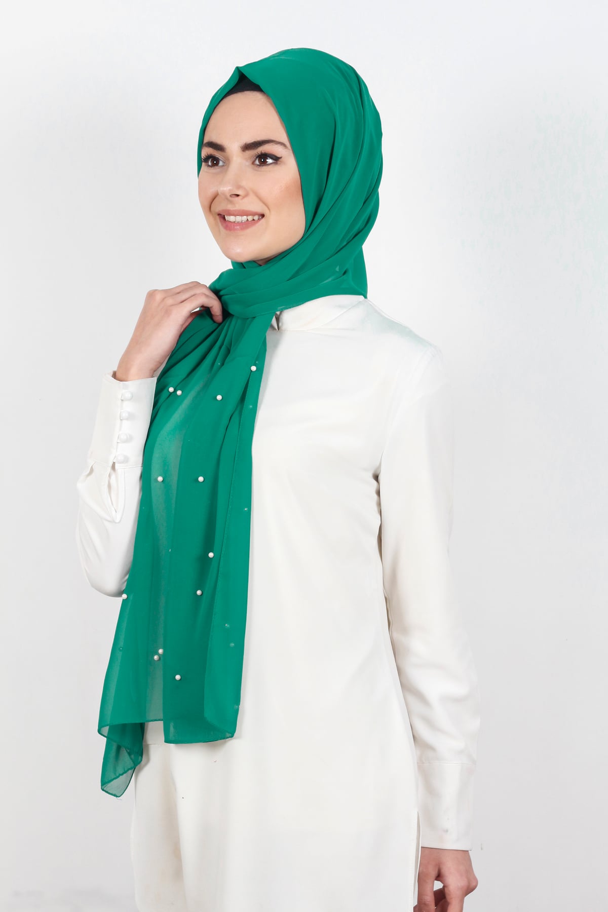 İncili Krep Şal 2810-10 Turkuaz