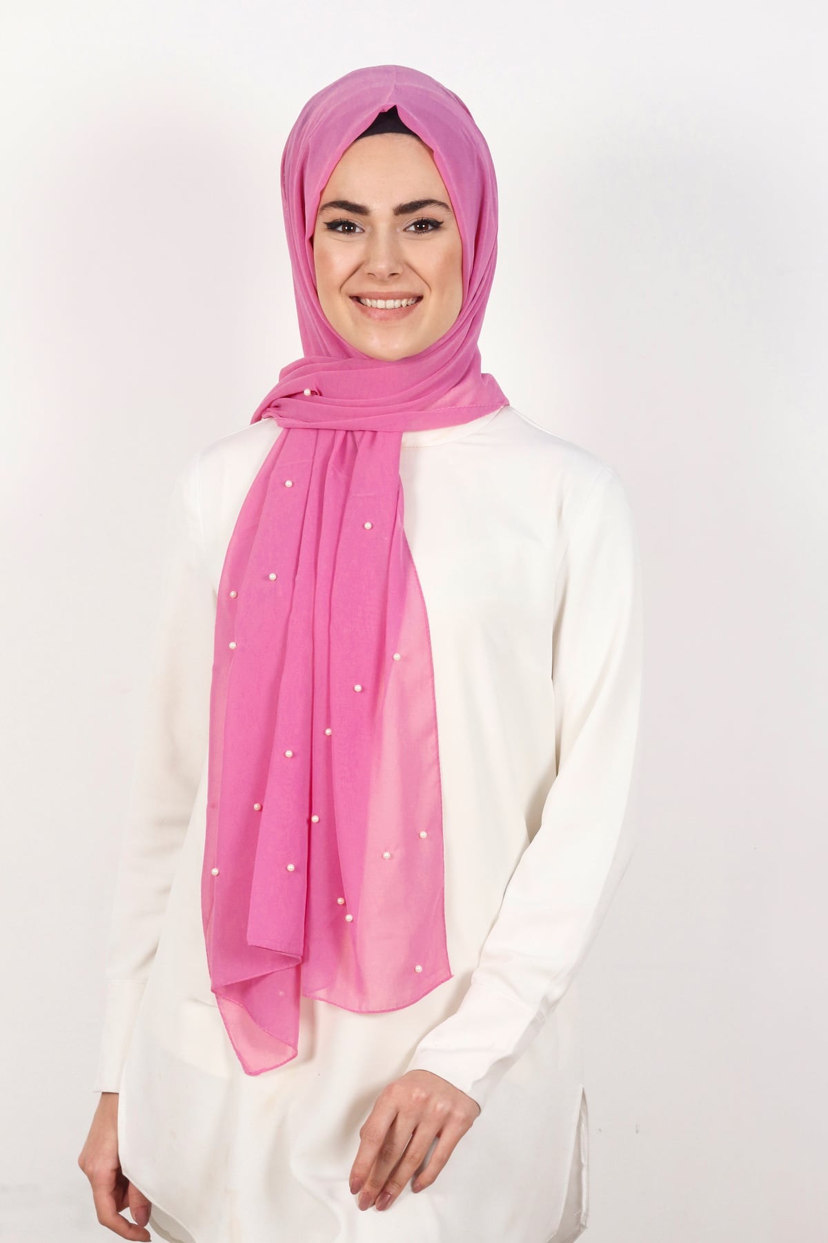 İncili Krep Şal 2810-12 Pembe