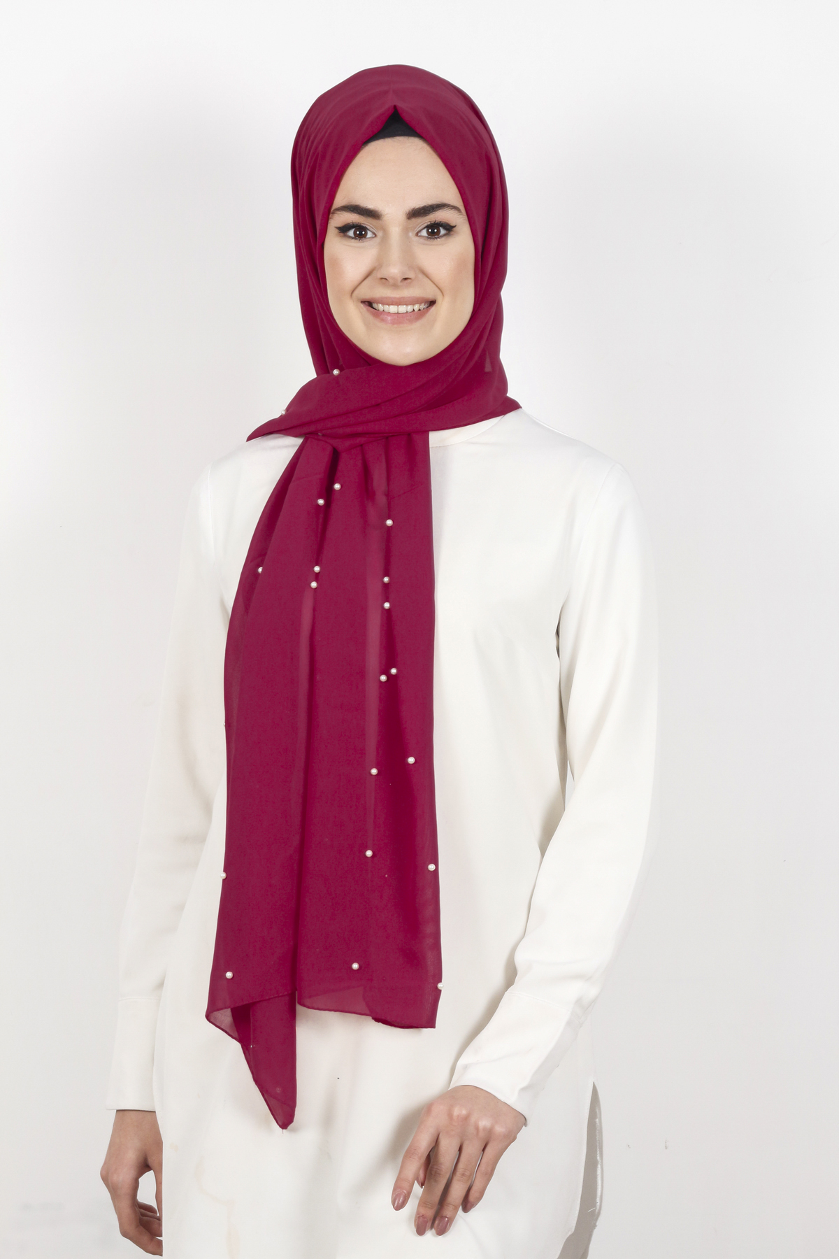 İncili Krep Şal 2810-14 Fuşya