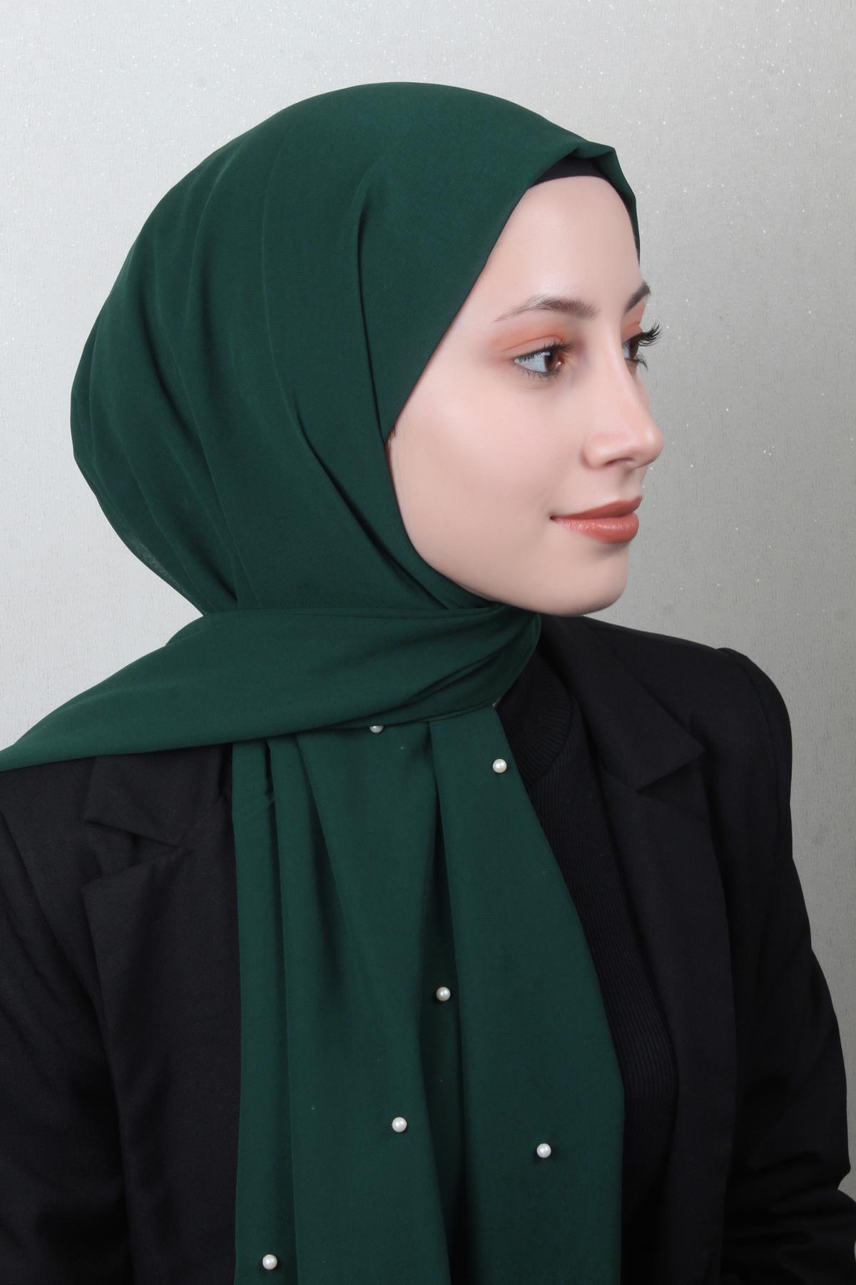 İncili Krep Şal 2810-2 Zümrüt