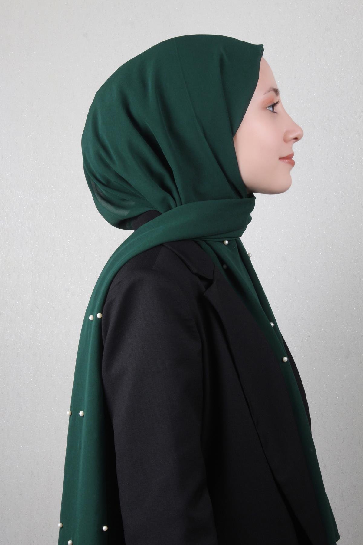 İncili Krep Şal 2810-2 Zümrüt