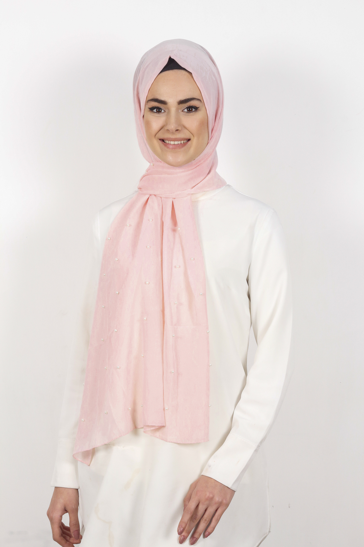 İncili Krep Şal 2810-5 Pudra