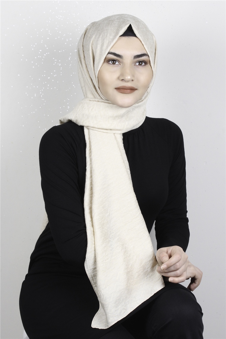 İpekli Lilyum Şal 2559-12 Krem