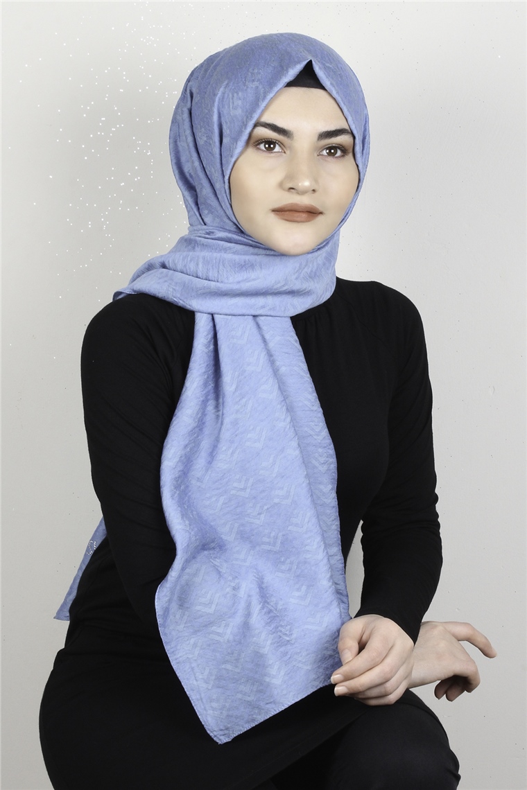 İpekli Lilyum Şal 2559-7 Açık Mavi