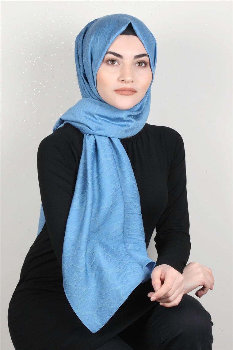 İpekli Lilyum Şal 2560-11 Açık Mavi