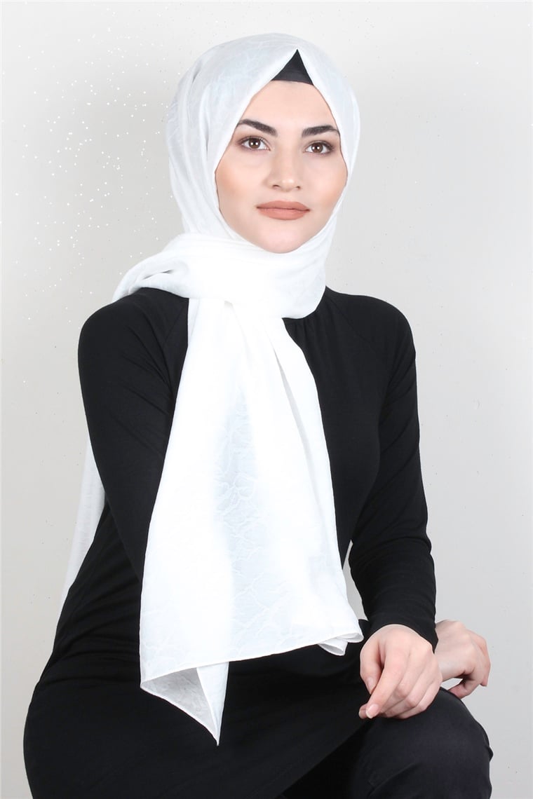 İpekli Lilyum Şal 2560-12 Kırık Beyaz 