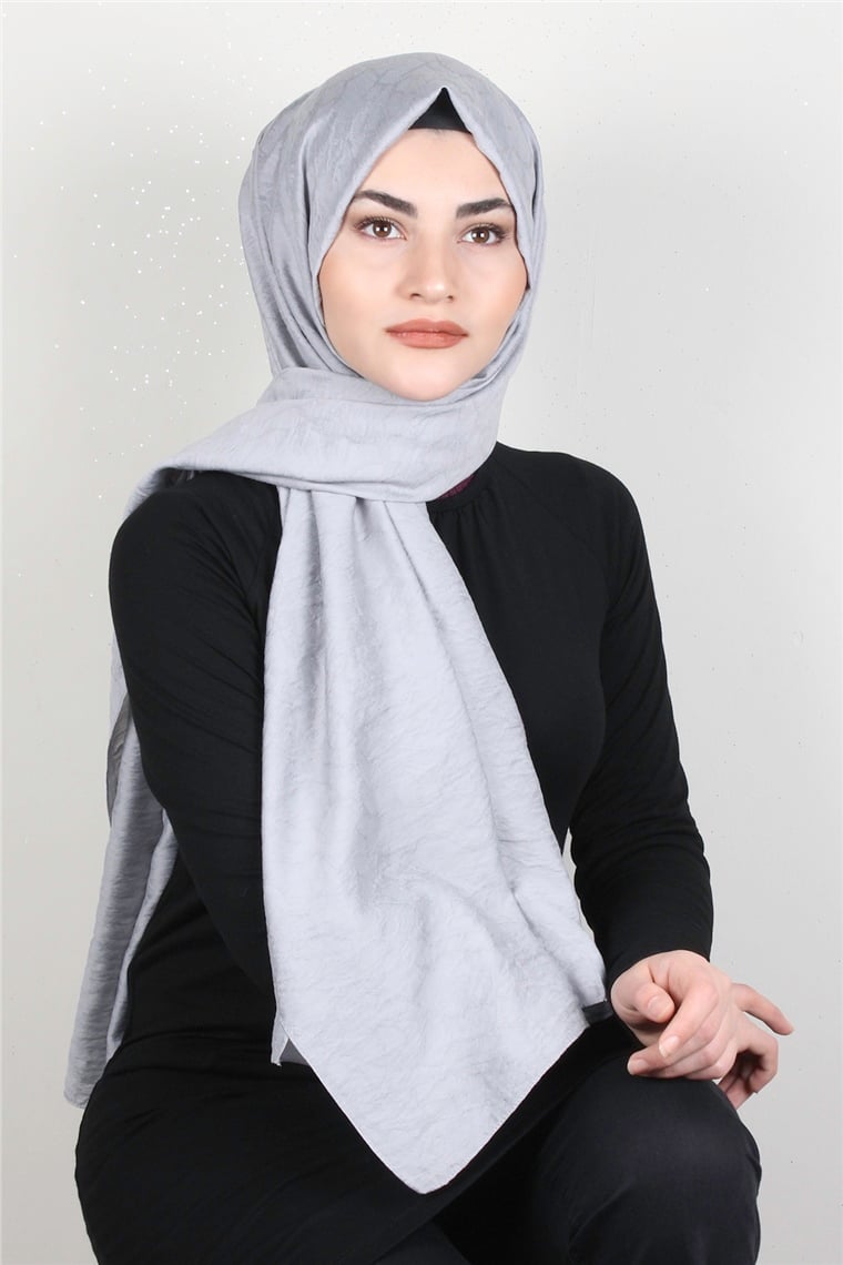 İpekli Lilyum Şal 2560-3 Gri