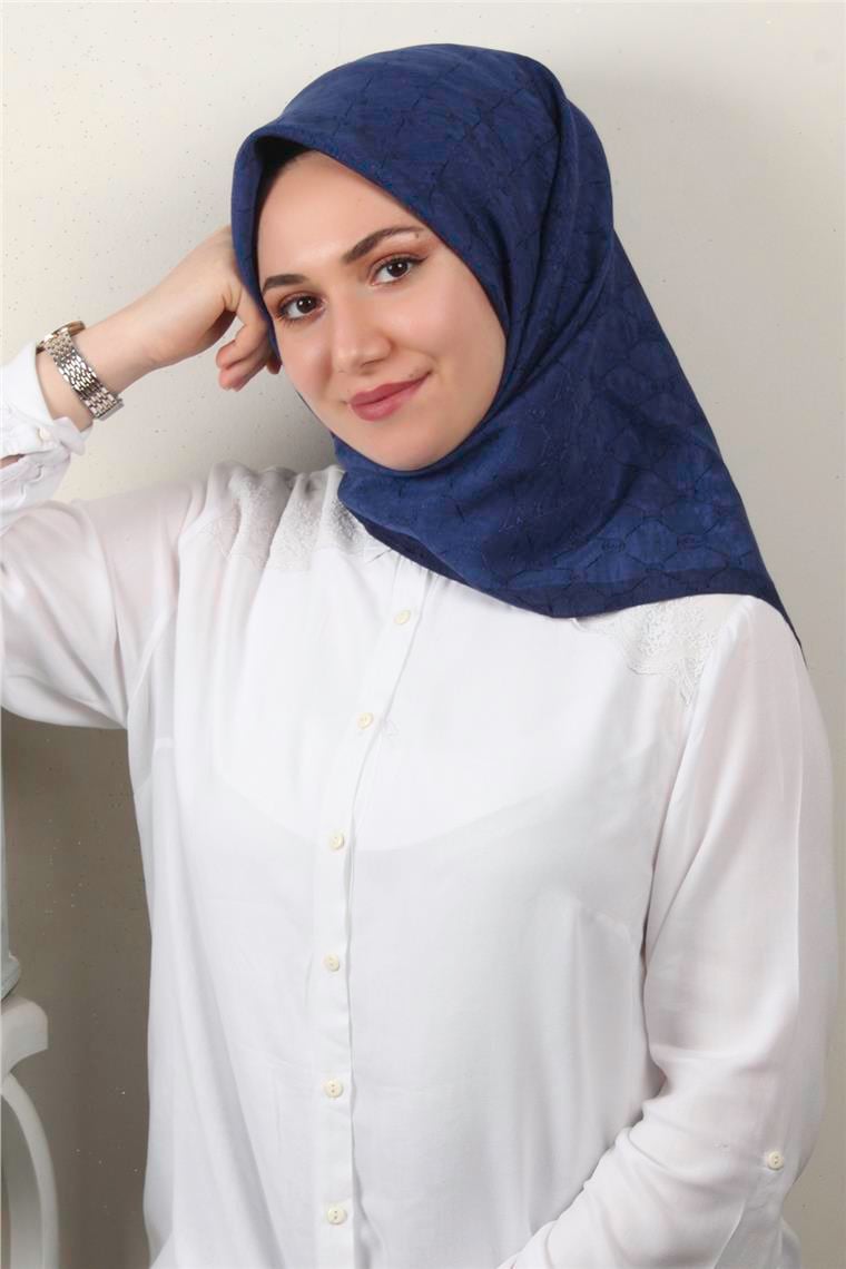 İpeksi Monogram Eşarp 8086-13 Gece Mavisi