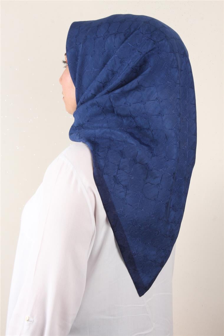 İpeksi Monogram Eşarp 8086-13 Gece Mavisi