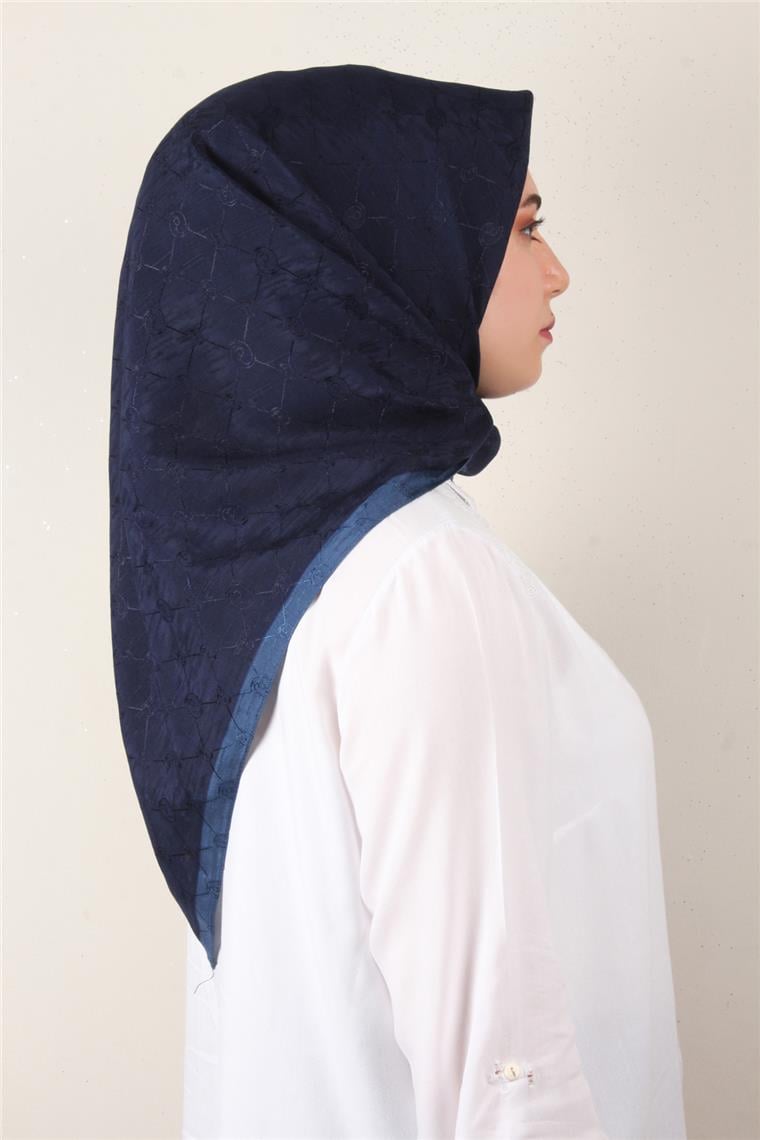 İpeksi Monogram Eşarp 8086-14 Lacivert