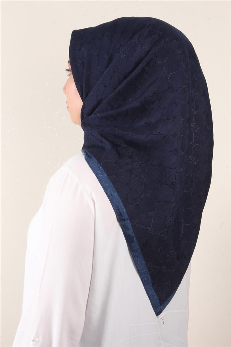 İpeksi Monogram Eşarp 8086-14 Lacivert